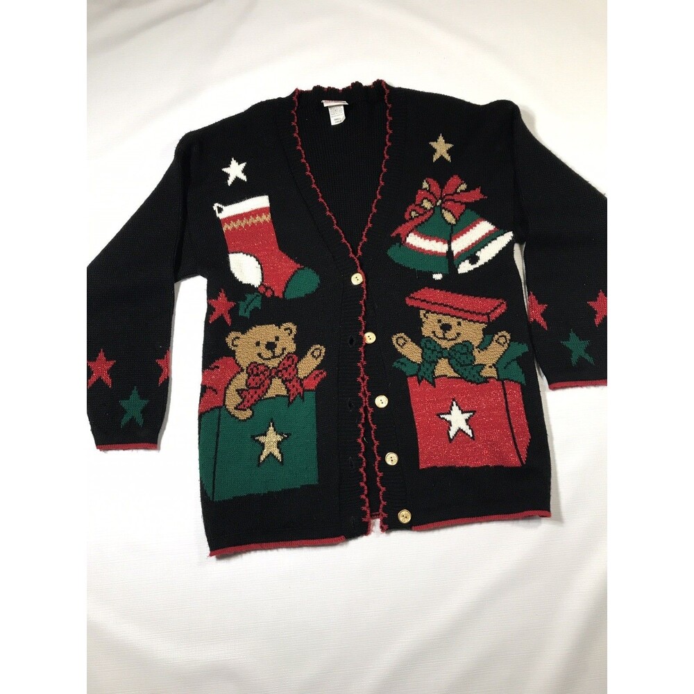 VTG Holiday Time Christmas Bears Presents Stockings Size small